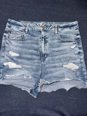 American Eagle Outfitters Light Blue Distressed Denim Shorts